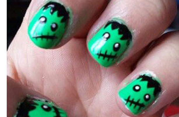 Green monster Halloween nails