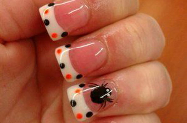 Polka dot Halloween nails