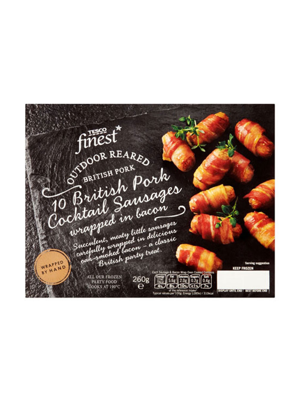 Tesco Finest Frozen Pork Cocktail Sausages in Bacon