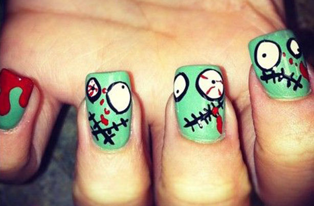 Zombie Halloween nails
