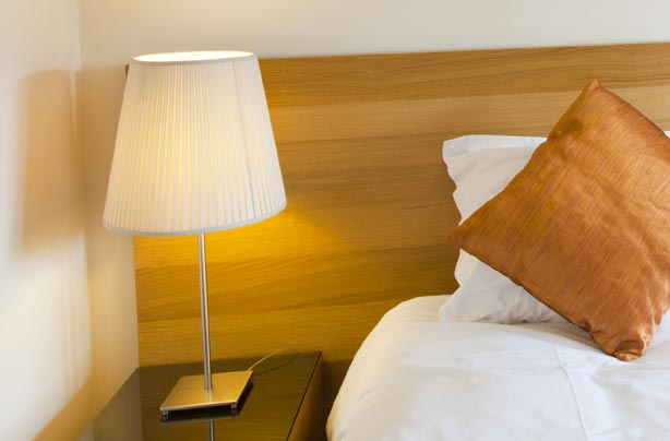 Lamp on a bedside table