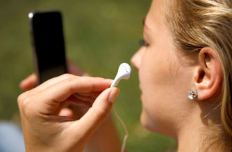 Woman listening to music