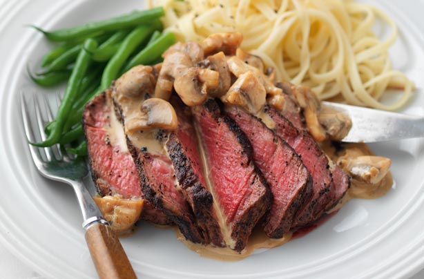 Steak with mushroom suace