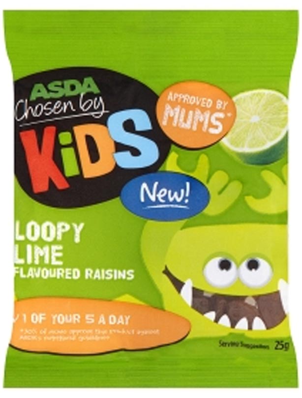 Asda Loopy Lime flavoured raisins
