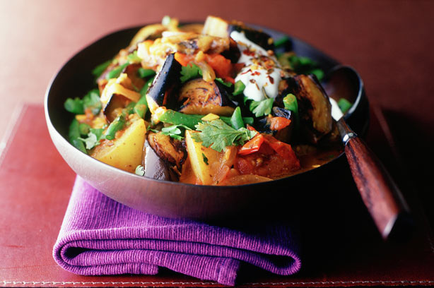 Aubergine and potato curry