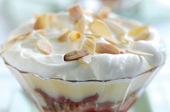 Sherry trifle with rhubarb and ginger conserve