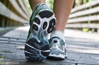 Woman's feet in trainers