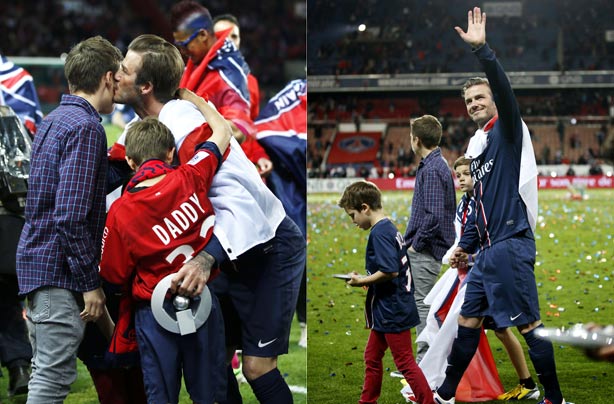 David Beckham with Brooklyn and Romeo