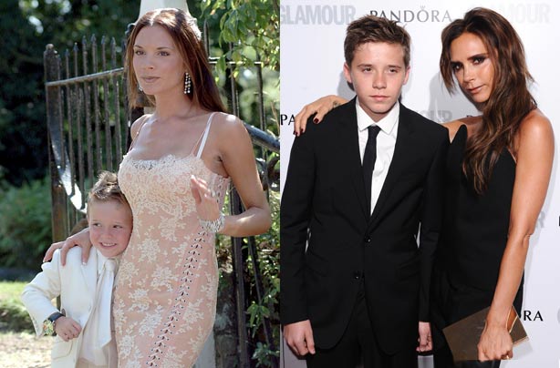 Brooklyn and Victoria Beckham now and then