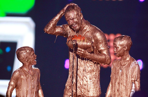David Beckham, Romeo and Cruz get slimed