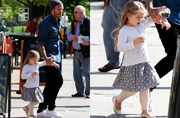 Harper and David Beckham out and about in Primrose Hill