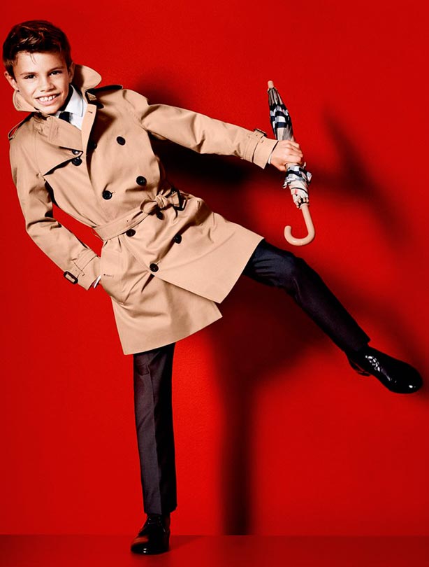 Romeo Beckham modelling for Burberry