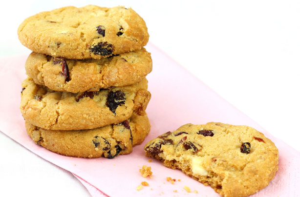 White chocolate and cranberry biscuits