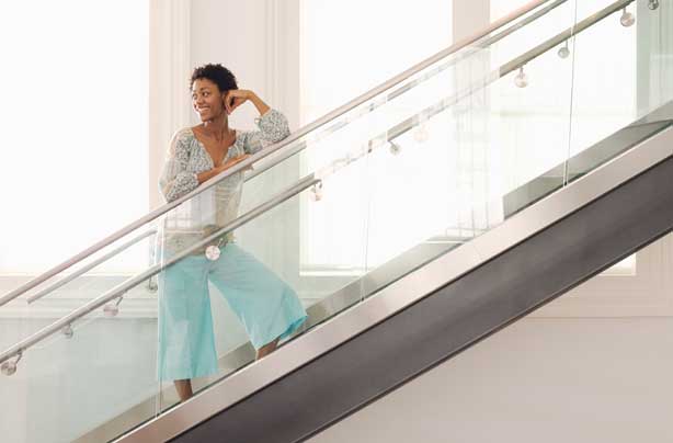 Woman on staircase