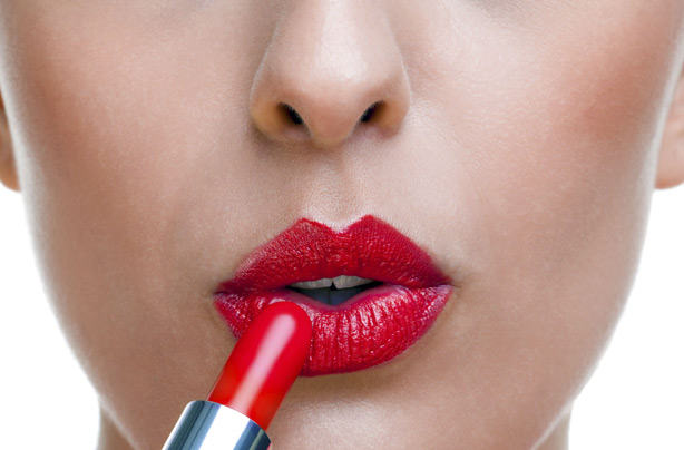 Red lipstick pout