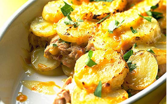 Tuna and potato layer