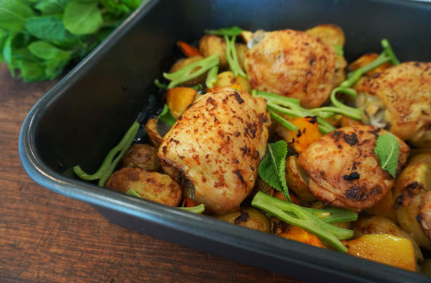 Pimm's chicken tray bake