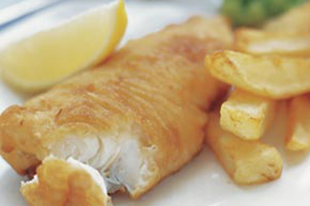 Beer battered fish and chips