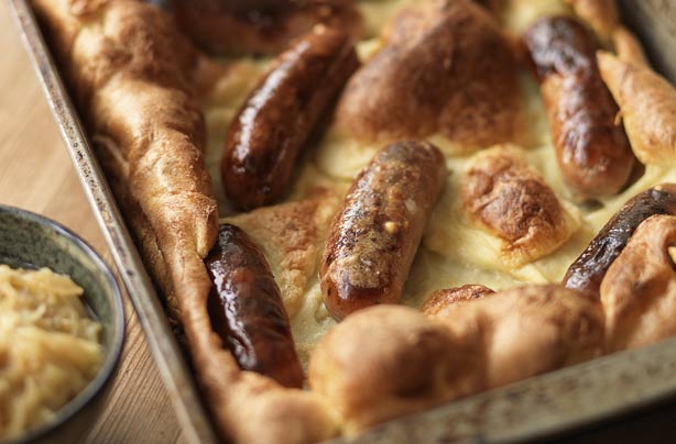 Toad in the hole with onion marmalade