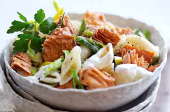 Salmon pasta with creme fraiche