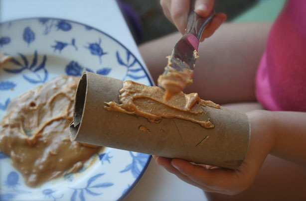 Garden crafts for kids: toilet roll bird feeder
