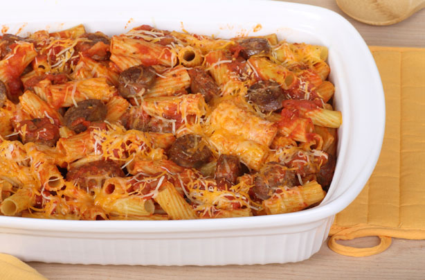 Sausage Rigatoni pasta bake