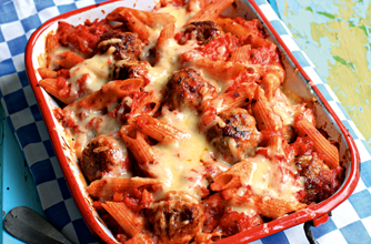 Meatball pasta bake