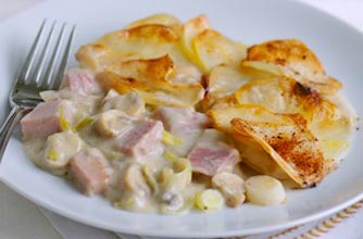 Mushroom, ham and potato casserole recipe