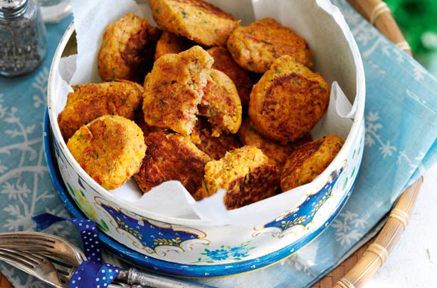 Roasted red pepper and chive falafel
