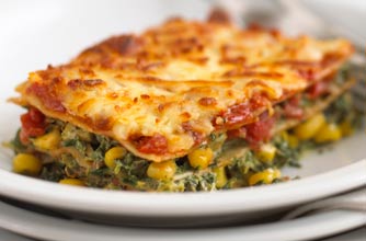 Spinach and corn lasagne recipe