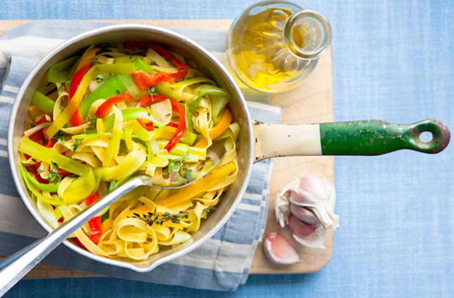 Leek and pepper tagliatelle