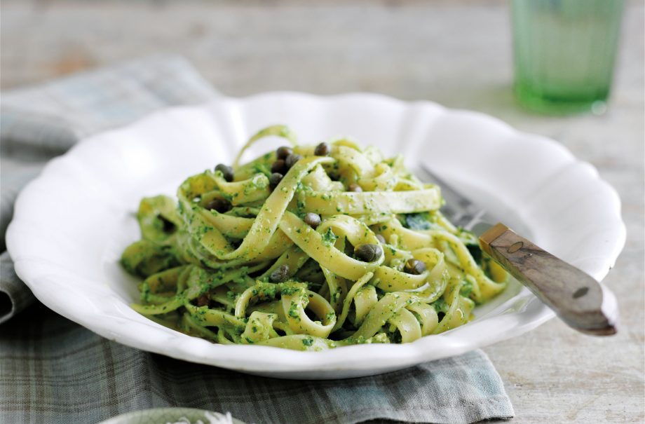 Watercress and walnut pesto with pasta