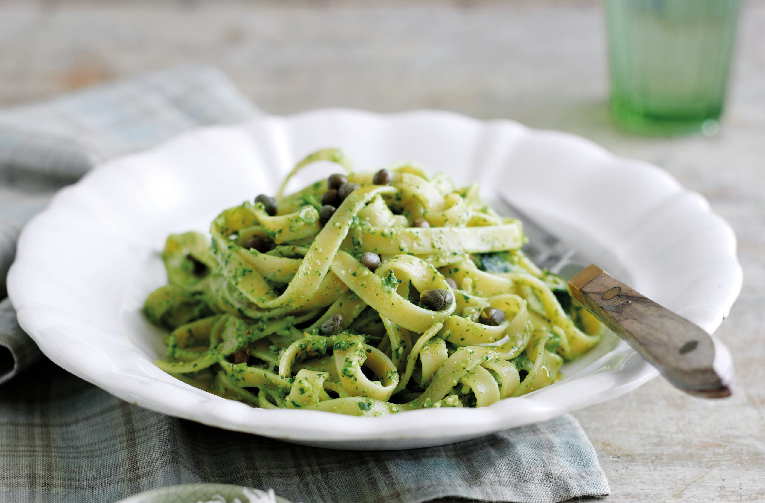 Watercress and walnut pesto with pasta