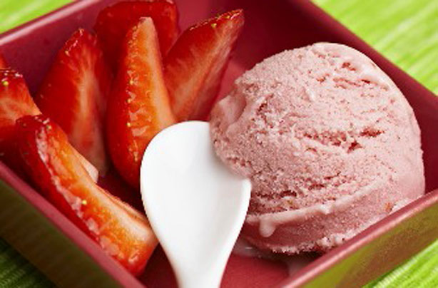 Dairy-free strawberry yogurt ice