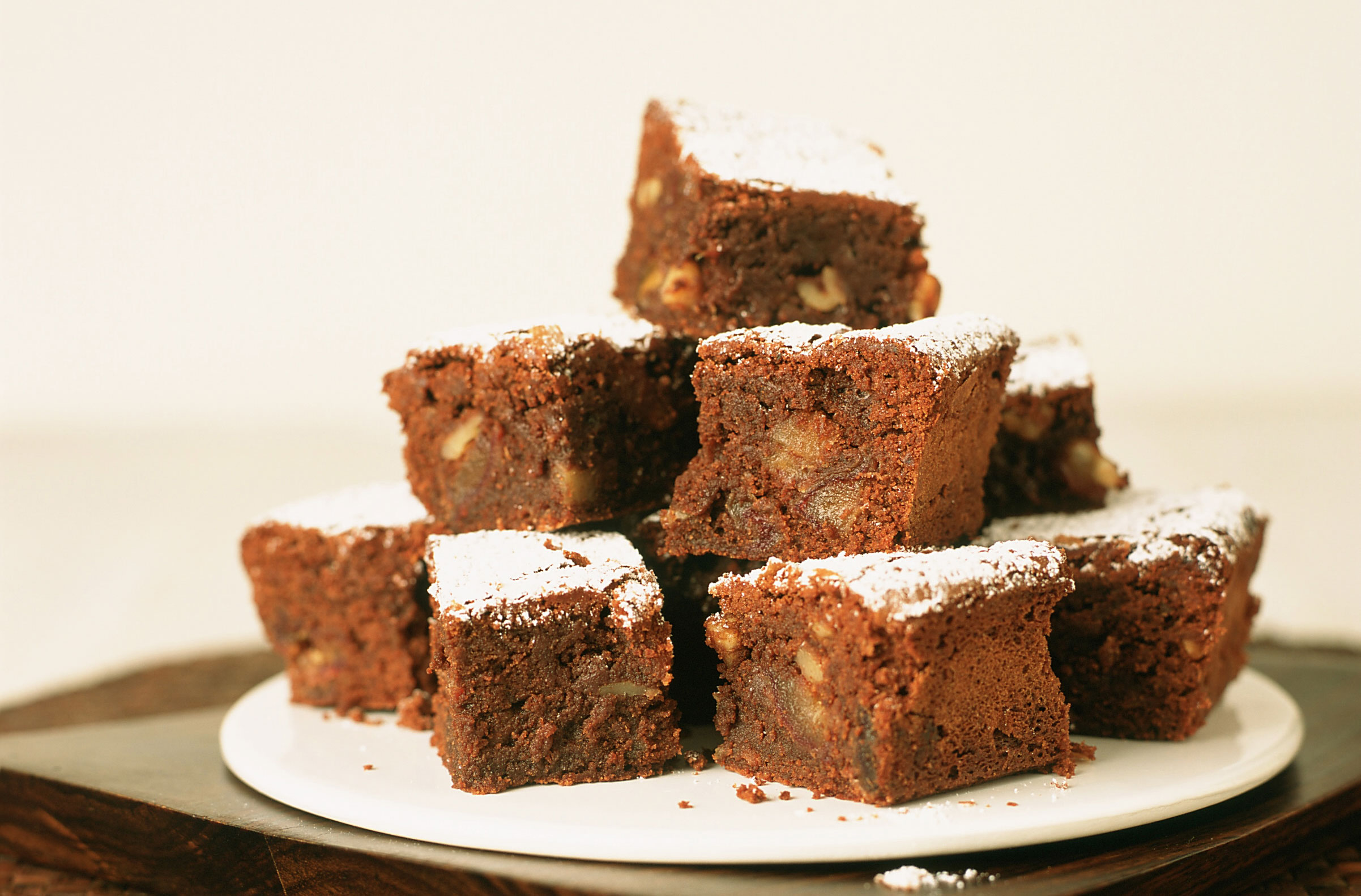 Gluten-free and dairy-free date and pecan brownies