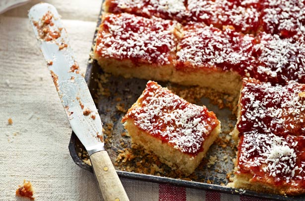 Jammy coconut squares