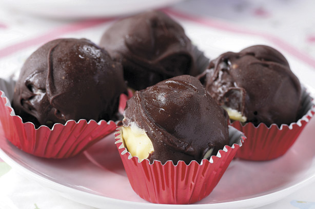 Chocolate covered ice cream balls