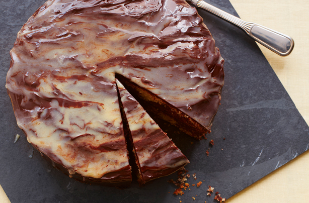 Double chocolate swirled cake