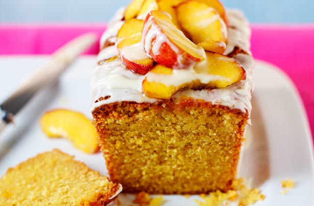 Peach and orange drizzle loaf