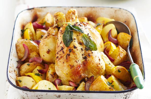 On-pot sage and lemon roast chicken