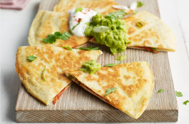 Cheesy chorizo quesadillas