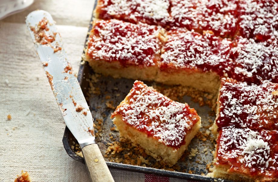 Jammy coconut squares