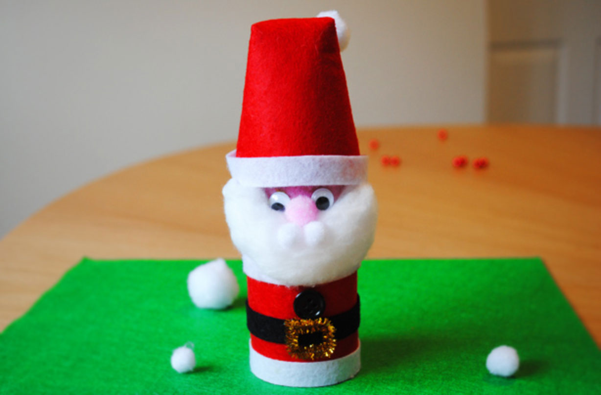 Santa Christmas craft how to make a toilet roll Santa