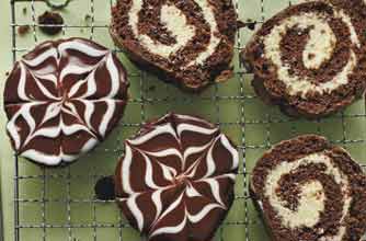 Feathered choc swiss roll