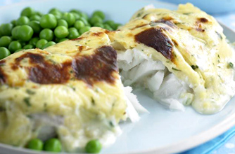 Creamy cod rarebit with Edam recipe