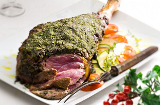 Leg of lamb with a herb crust