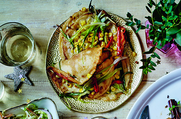 Sweet corn and spring onion pancakes