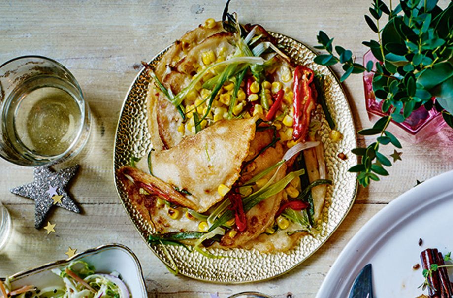 Sweet corn and spring onion pancakes