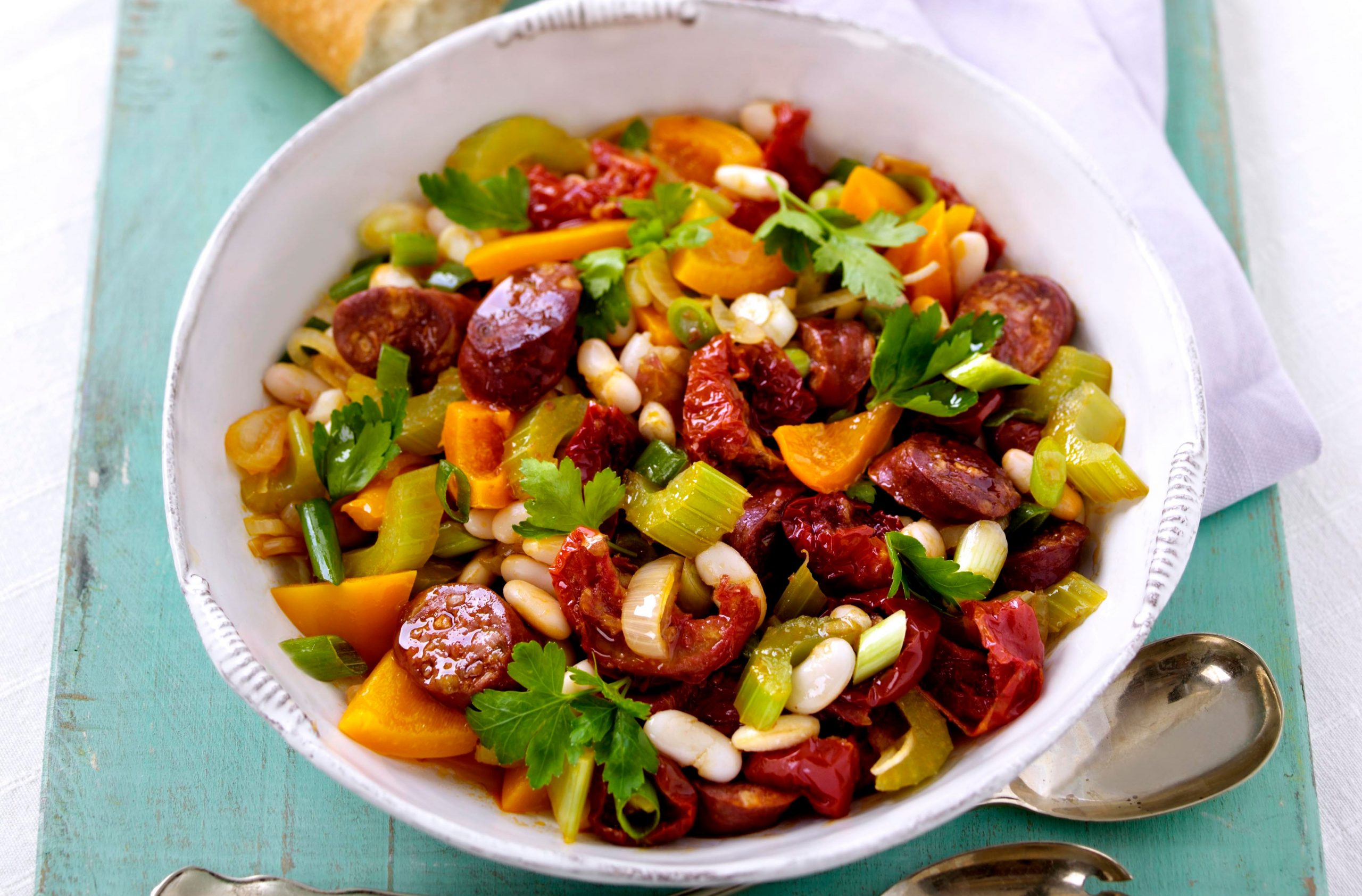 Chorizo and bean salad