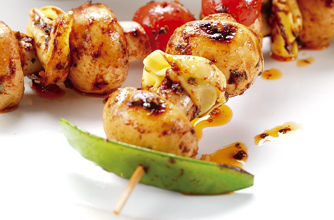 Mushroom & tortellini kebabs